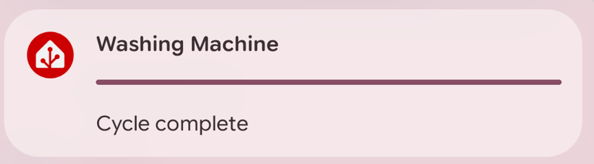 Android notification shade showing multiple Live Updates including Washing Machine and Home Assistant